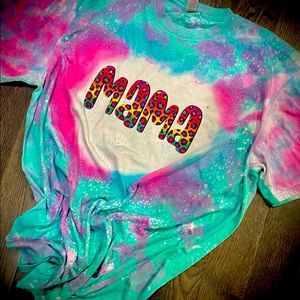 Bleach and dyed mama graphic tee gildan softstyle